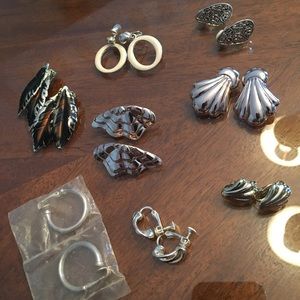 Lot of 8 Silver CLIP Earrings